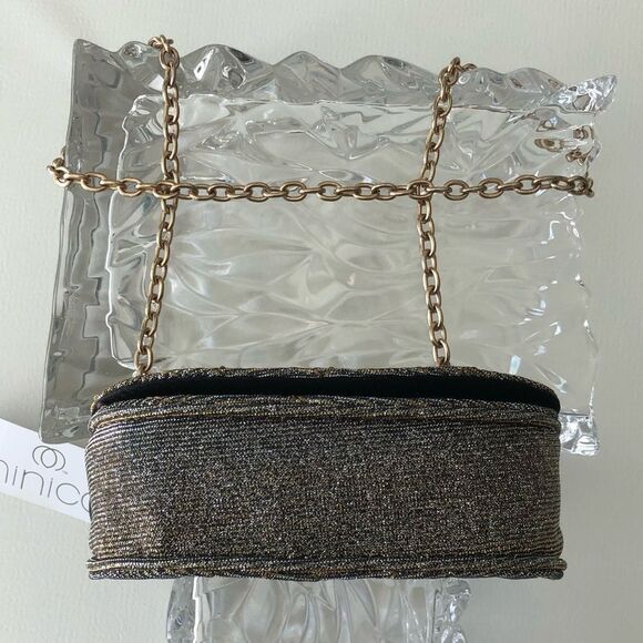 GOLD GLITTER  SHOULDER EVENING PURSE - Picture 8 of 15